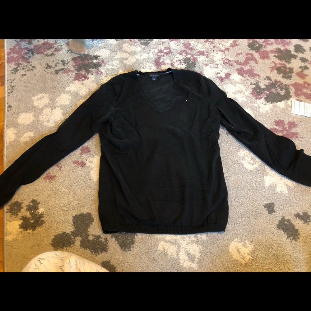 Tommy Hilfiger Black V-neck Sweater, Size M
